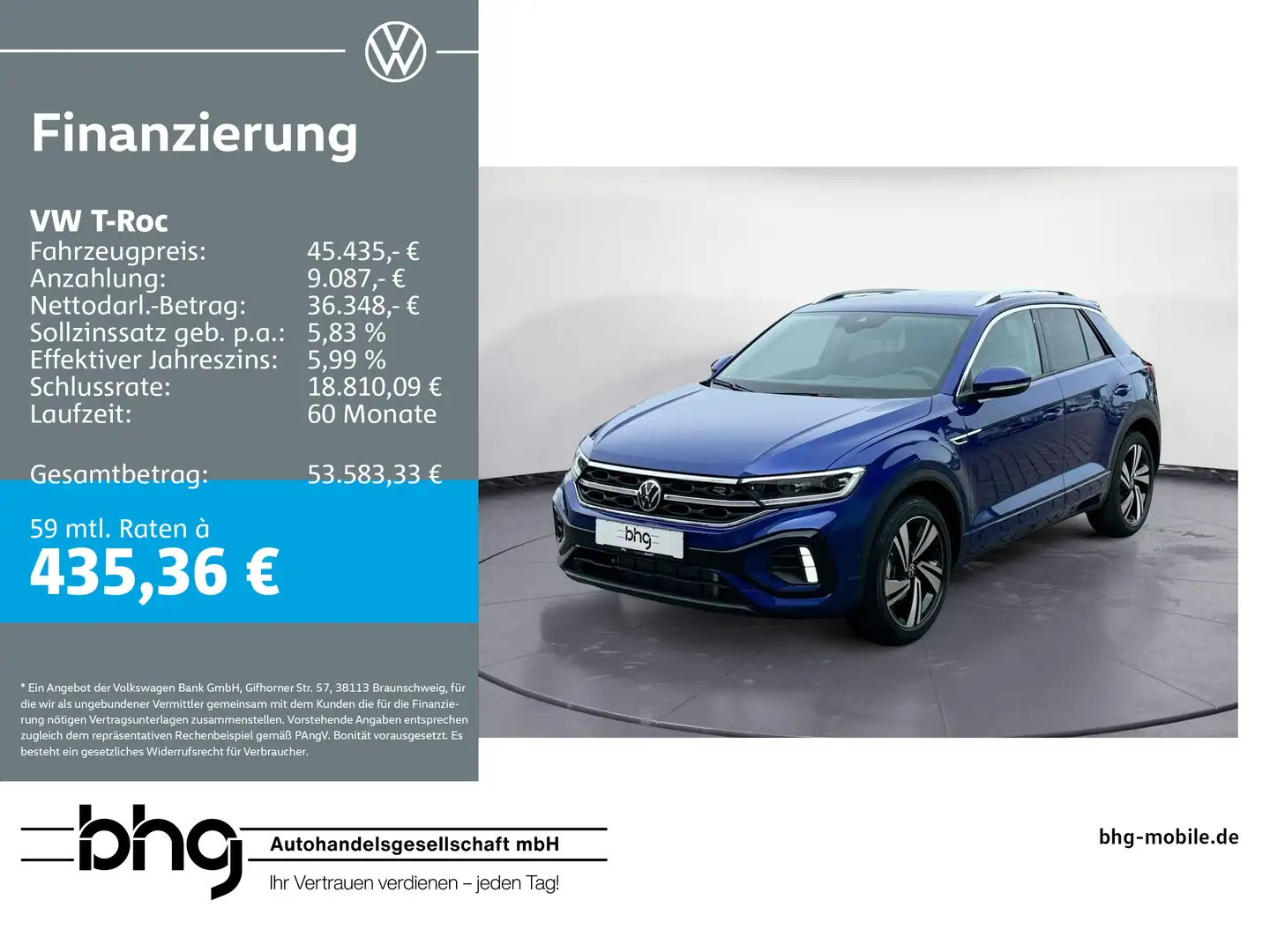 Volkswagen T-Roc R-Line 1.5 l TSI OPF 7-Gang Automatik Bleu - 1