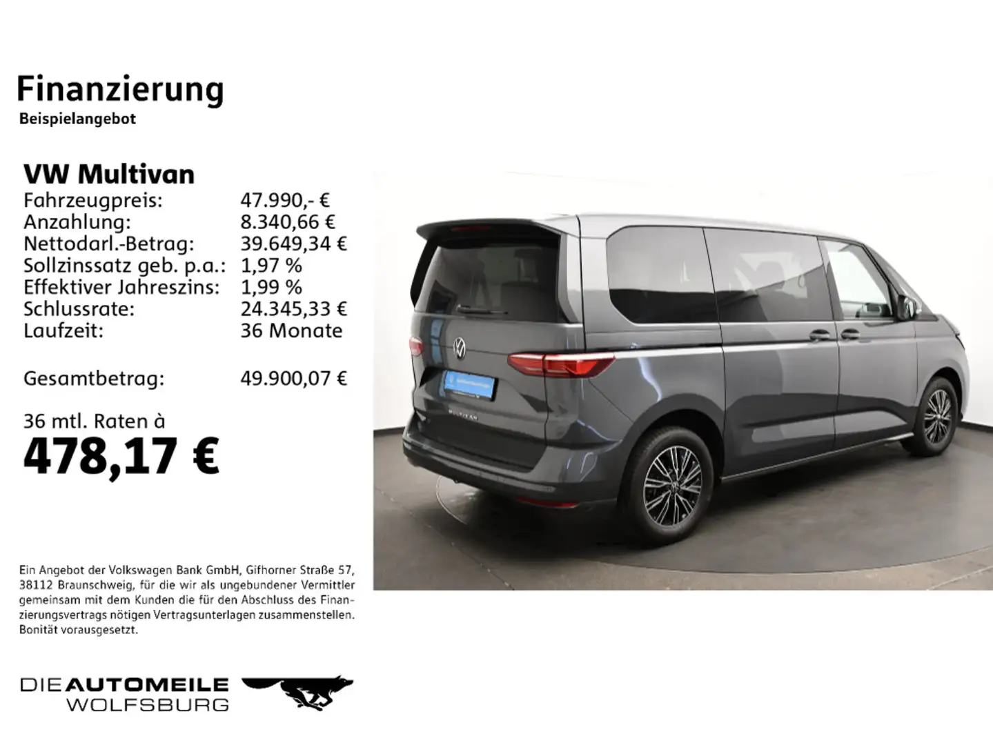 Volkswagen T7 Multivan T7 Multivan KÜ 2.0 TSI DSG Kurz/LED/Navi/Vis-a-V Grau - 2