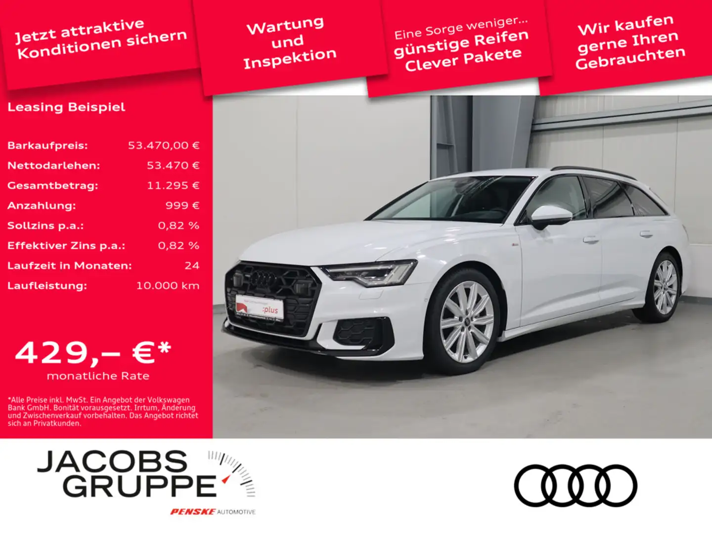 Audi A6 Avant 40 TDI quattro S line*Navi*Matrix*TopView * Weiß - 1