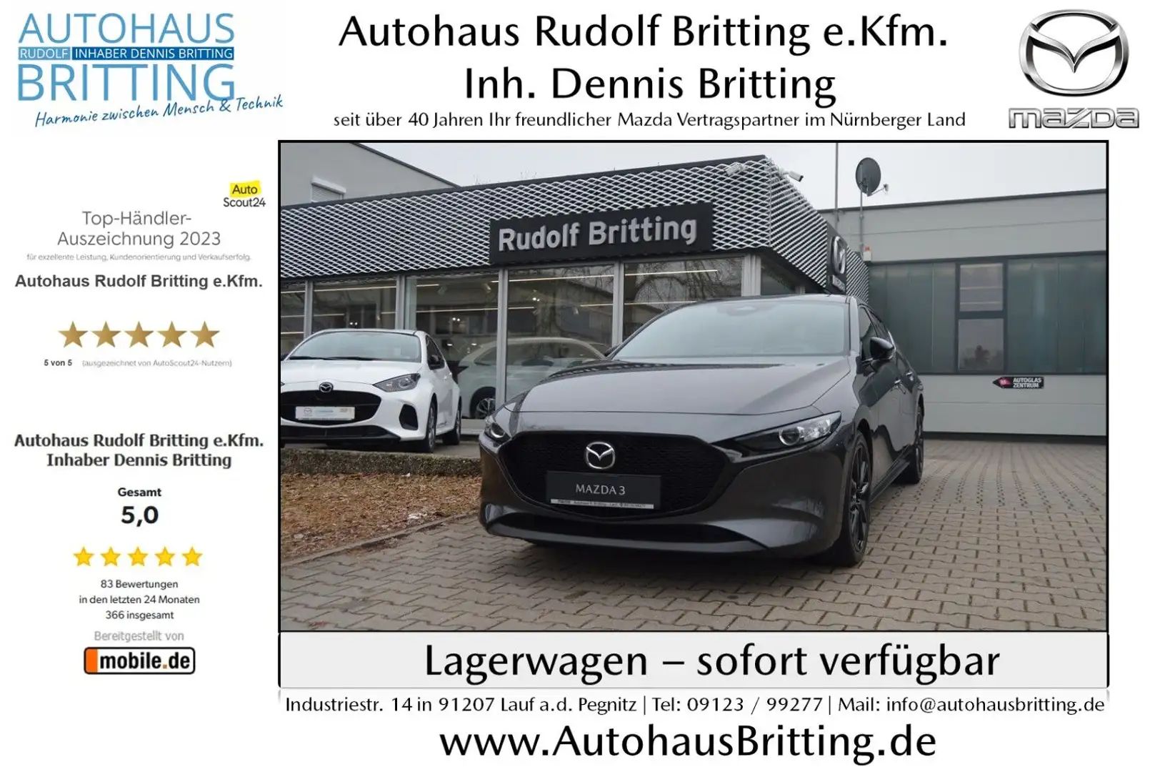 Mazda 3 Benzin 140PS 6GS Homura Navi PDC SHZ Szürke - 1