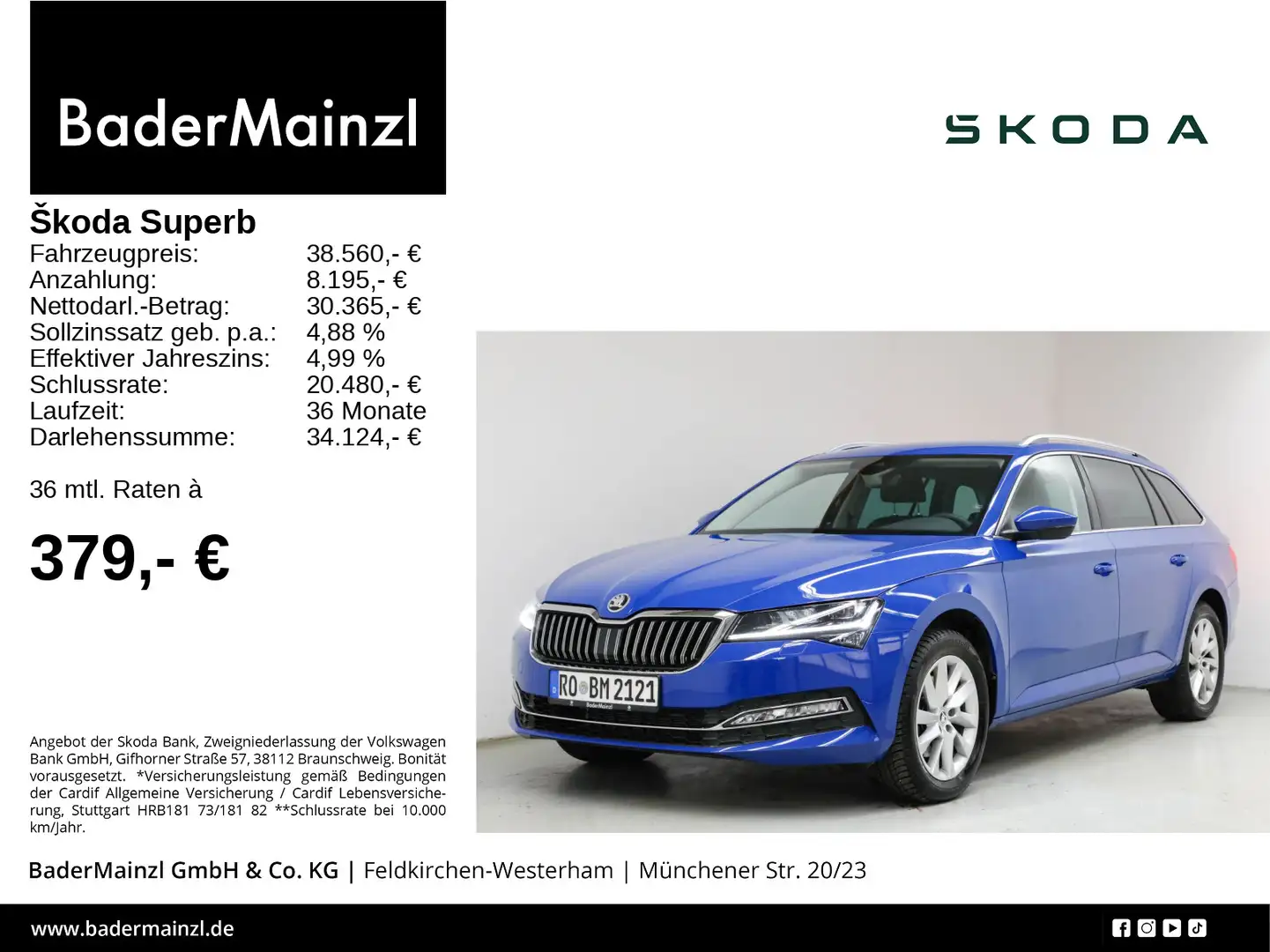 Skoda Superb Combi 2.0 TDI 4x4 DSG Kamera ACC Matrix Blau - 1