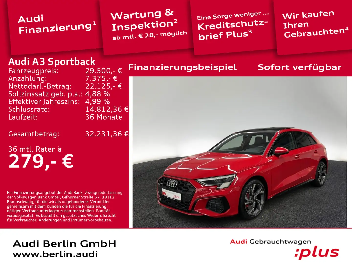 Audi A3 S line 45 TFSI e S tr. RFK MATRIX H Rot - 1