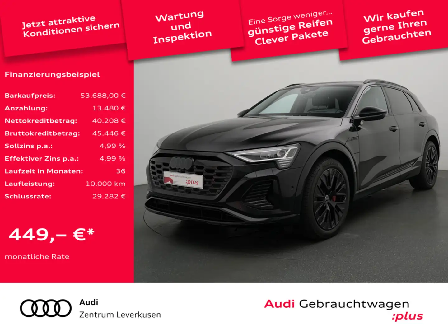 Audi Q8 e-tron PANO MATRIX B&O AHK LUFT ACC LEDER Schwarz - 1