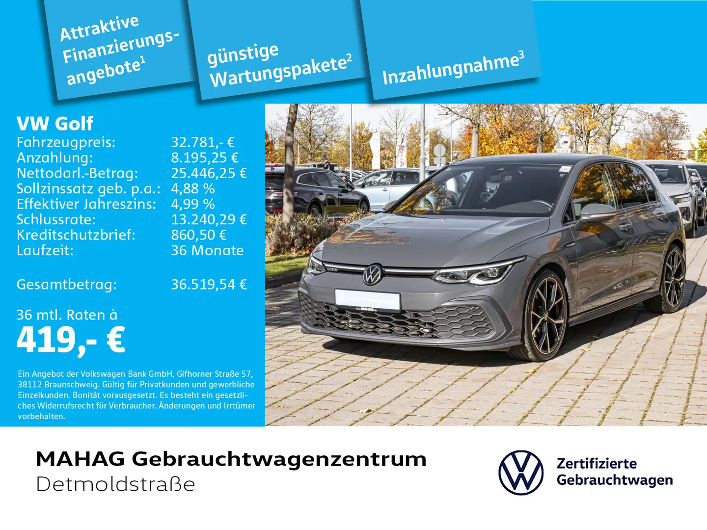 Volkswagen Golf VIII GTD 2.0 TDI IQ.Light Navi Pano ParkPil Grau - 1