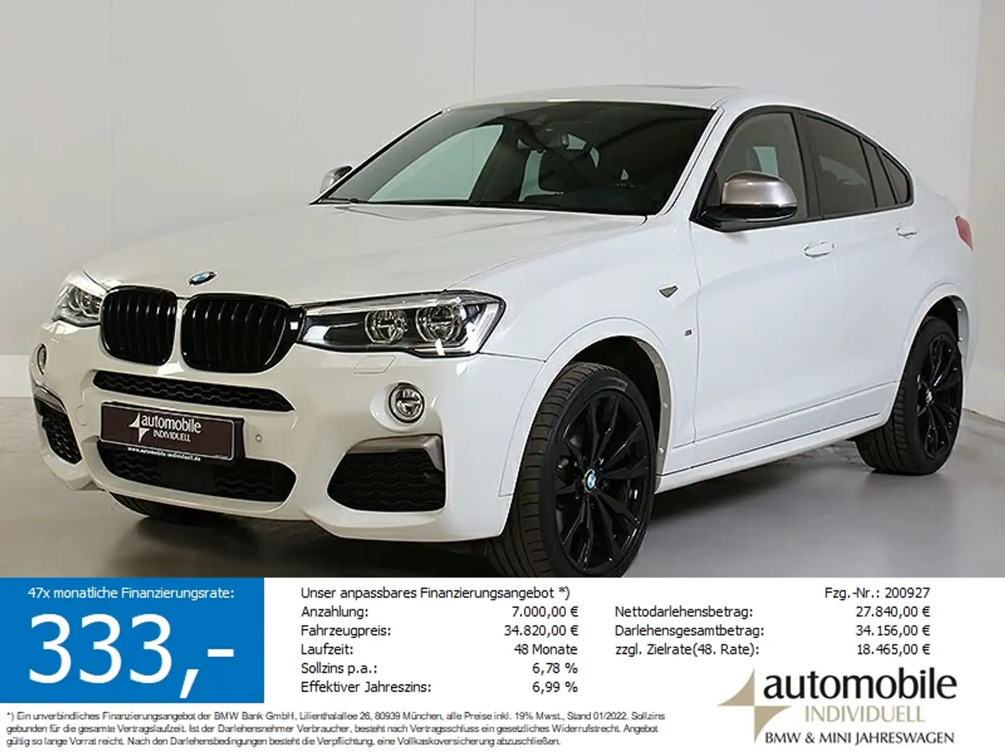 BMW X4 M 40i M Sportpaket AHK LED Navi HuD H&K ACC Ka Weiß - 1