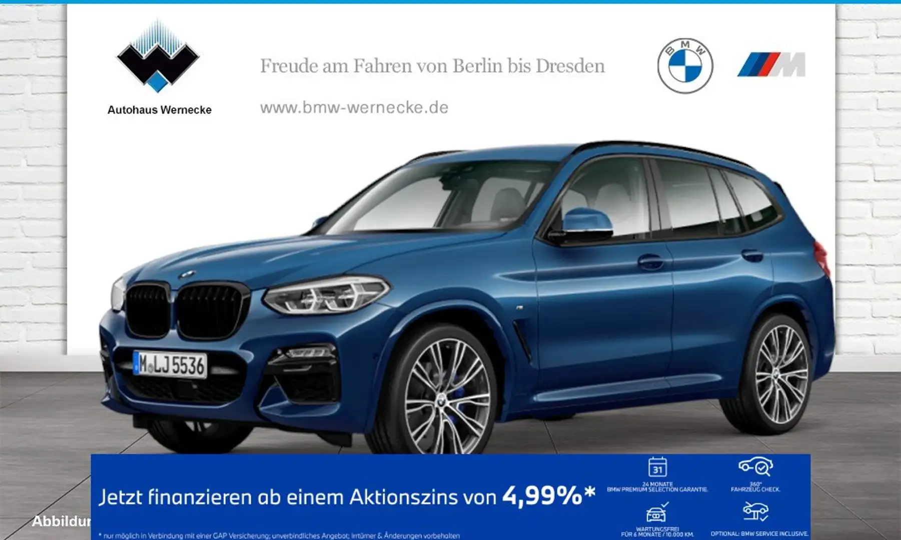 BMW X3 M 40d ZA Head-Up HK HiFi DAB LED WLAN AHK Blauw - 1