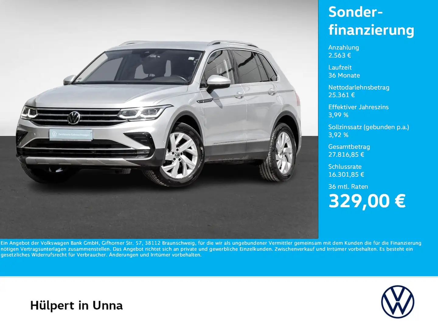 Volkswagen Tiguan 1.5 ELEGANCE CAM ACC LM18 E-KLAPPE NAVI Srebrny - 1