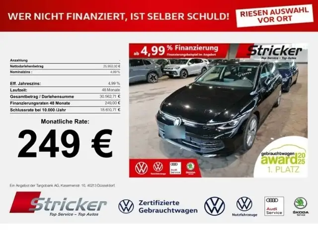 Volkswagen Golf Style 2.0TDI DSG 249, ohne Anzahlung ACC ergoActi