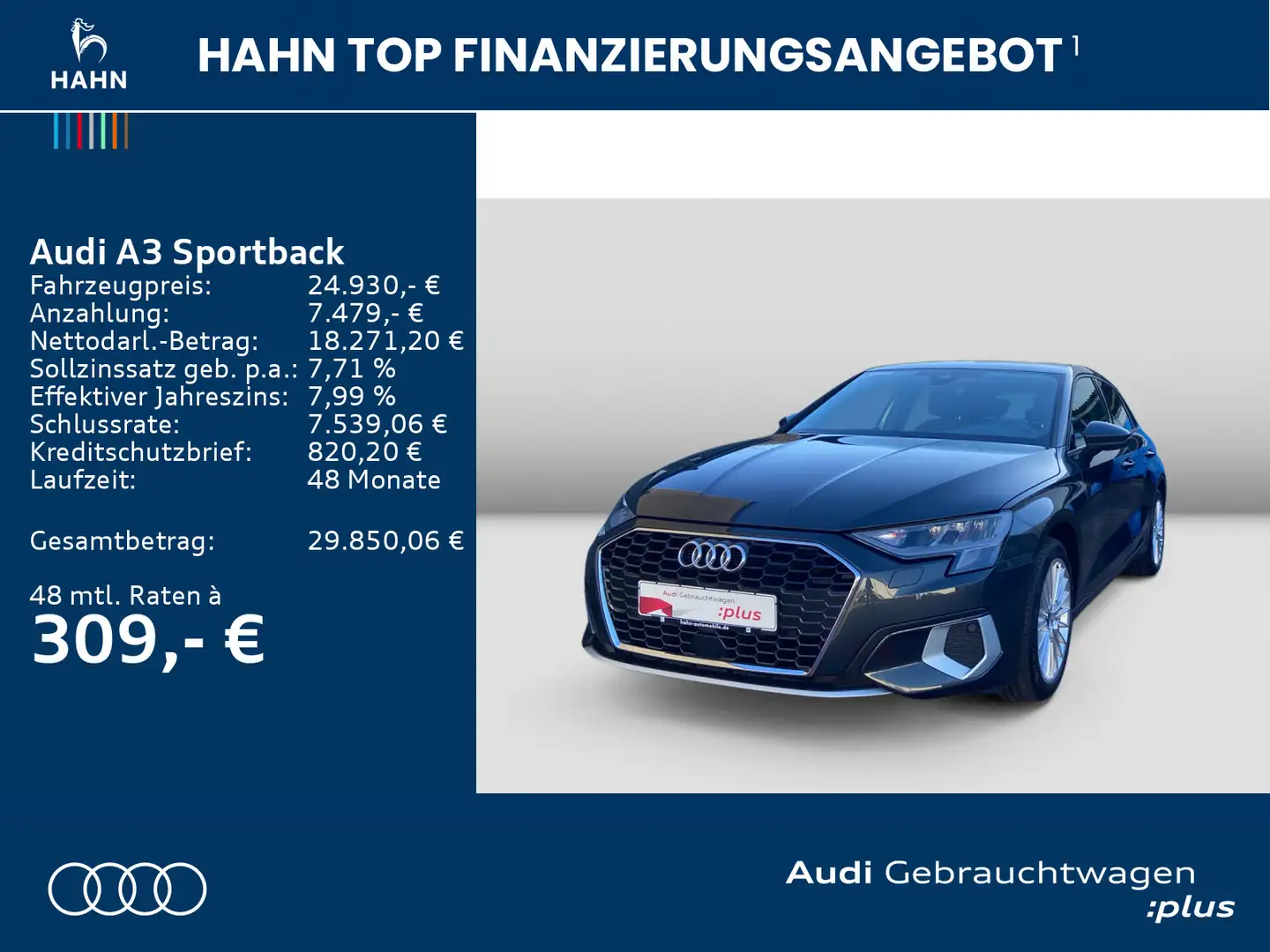 Audi A3 advanced 30TFSI S-trc AHK Virtual N Grau - 2