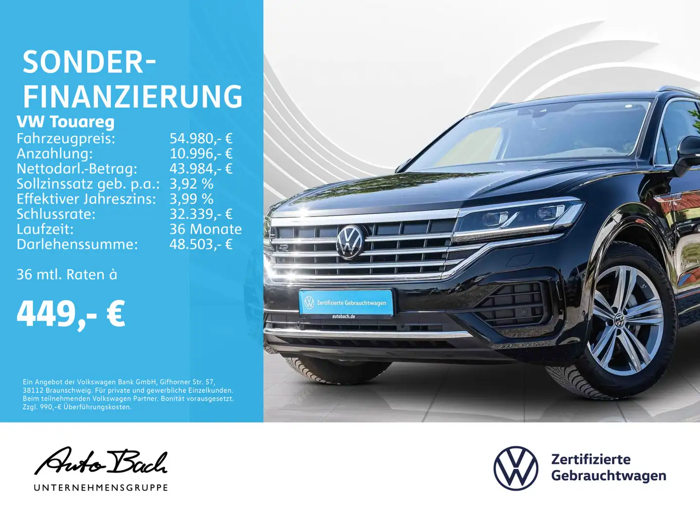 Volkswagen Touareg 3.0 V6 TDI Elegance R-Line, AHK, Navi, L Zwart - 1