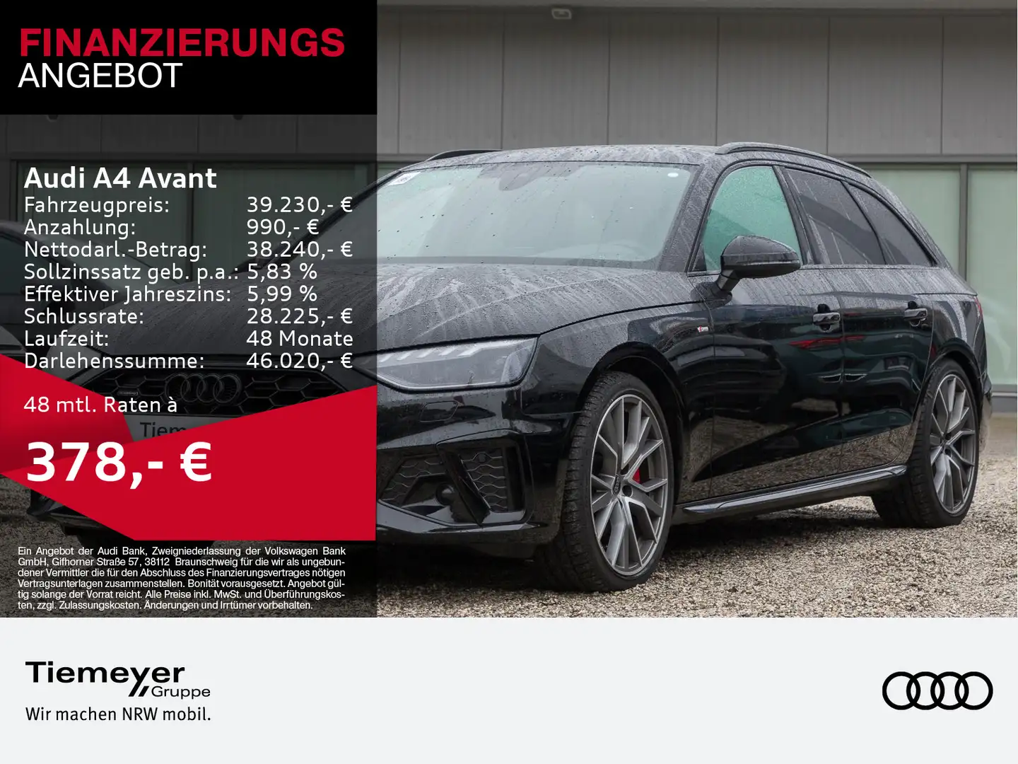 Audi A4 40 TFSI Q 2 x S LINE LM19 MATRIX AHK Schwarz - 1