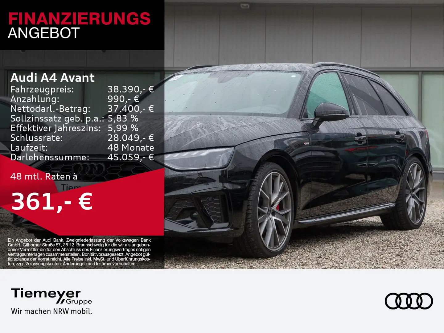 Audi A4 40 TFSI Q 2x S LINE LM19 KAMERA NAVI+ V Schwarz - 1