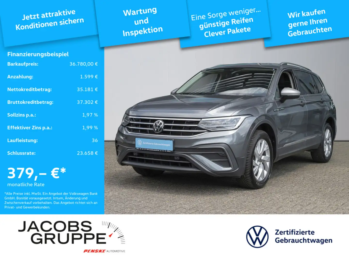 Volkswagen Tiguan Allspace 1.5 TSI Life ACC,SHZ,AHK,PDC Gris - 1