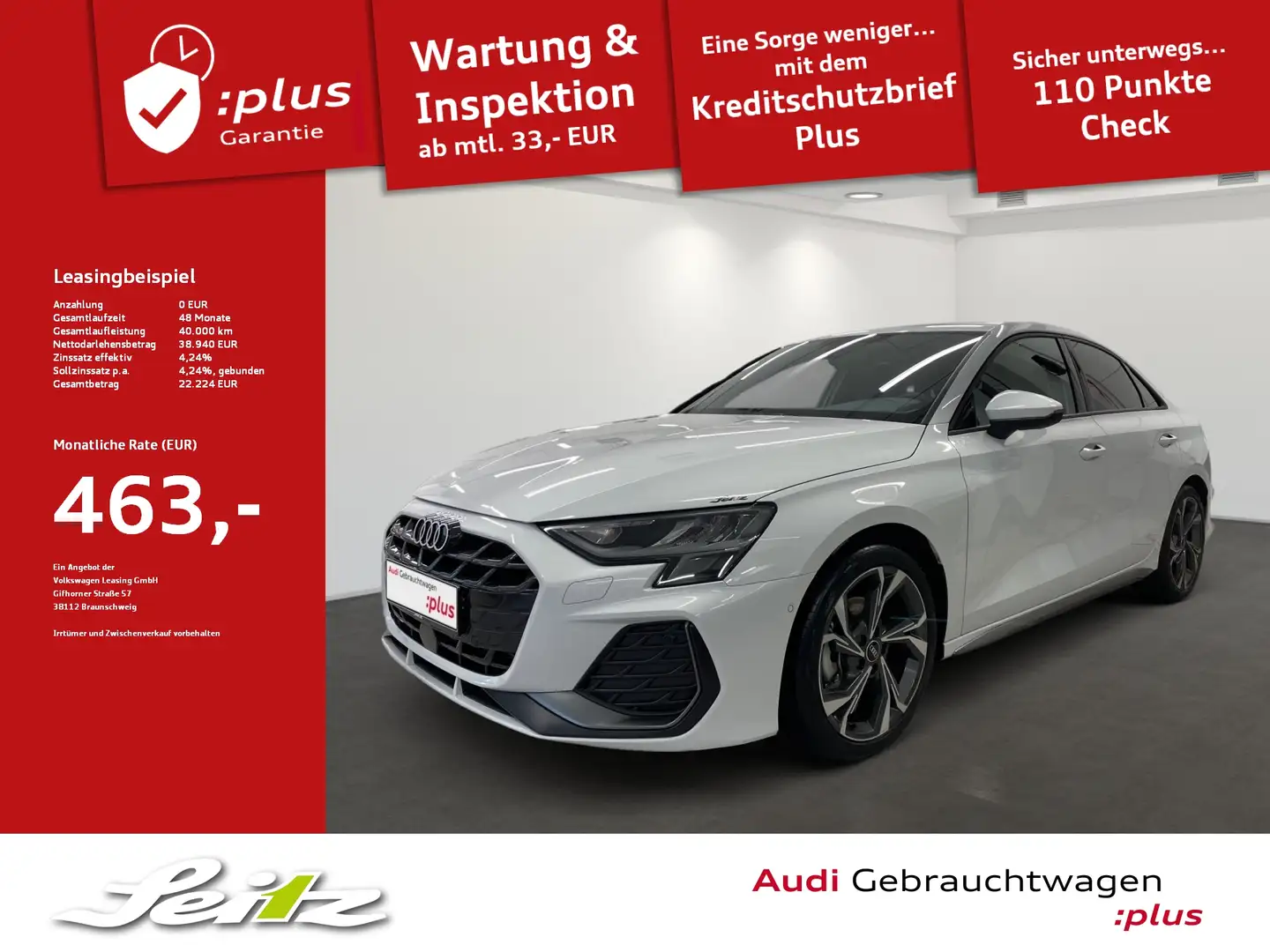 Audi A3 Limousine 35 TFSI S line *AHK*SONOS*LED*KAMERA* Weiß - 1