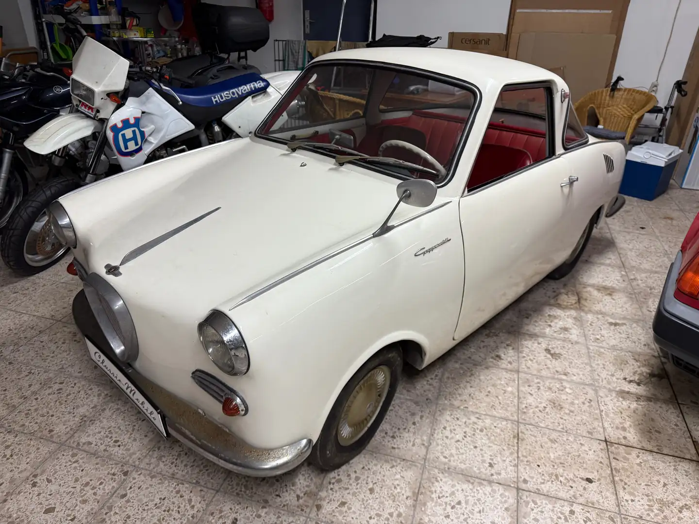 Oldtimer Goggomobil Goggo TS 250 Coupé *Pappbrief*stand länger* Weiß - 2