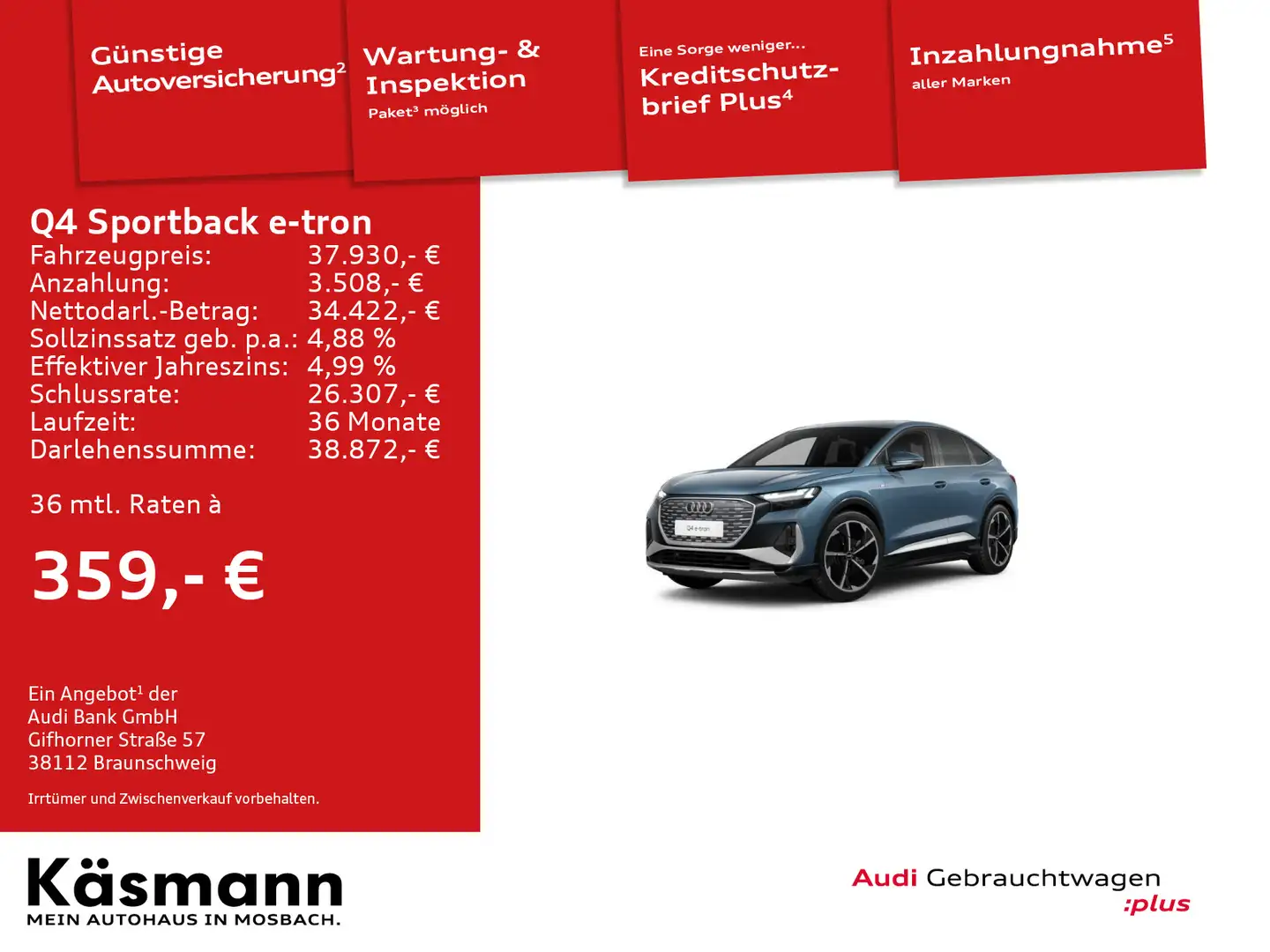 Audi Q4 e-tron Q4 Sportback 50 e-tron qu 2xS line MATRIX PANO Blau - 1