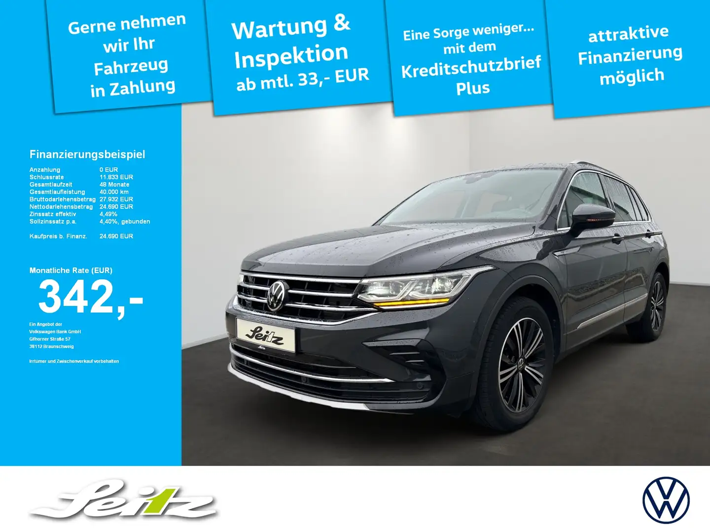 Volkswagen Tiguan 2.0 TDI 4M Elegance *AHK*MATRIX*NAVI* Gris - 1