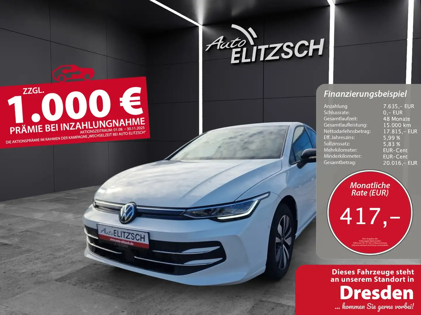 Volkswagen Golf VIII TSI Goal STH LED AID ACC Park-Assist SH Weiß - 1
