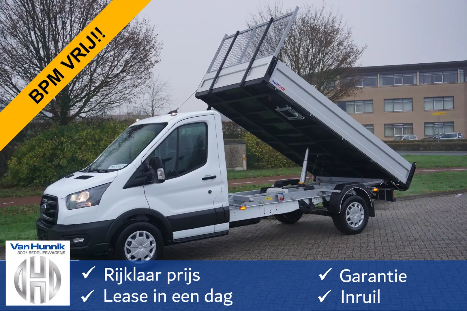 Ford Transit 350L 3 Zijdige kipper 155PK BPM VRIJ!! Airco, Crui Wit - 1