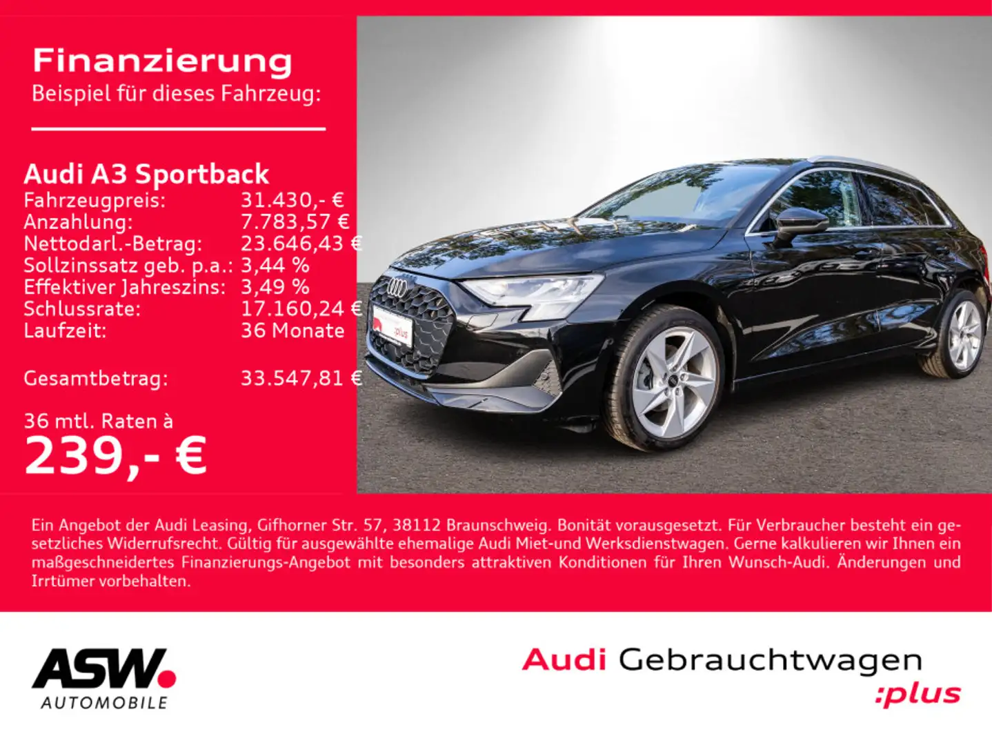 Audi A3 30TFSI Stronic NAVI LED PDC SHZ VC Schwarz - 1
