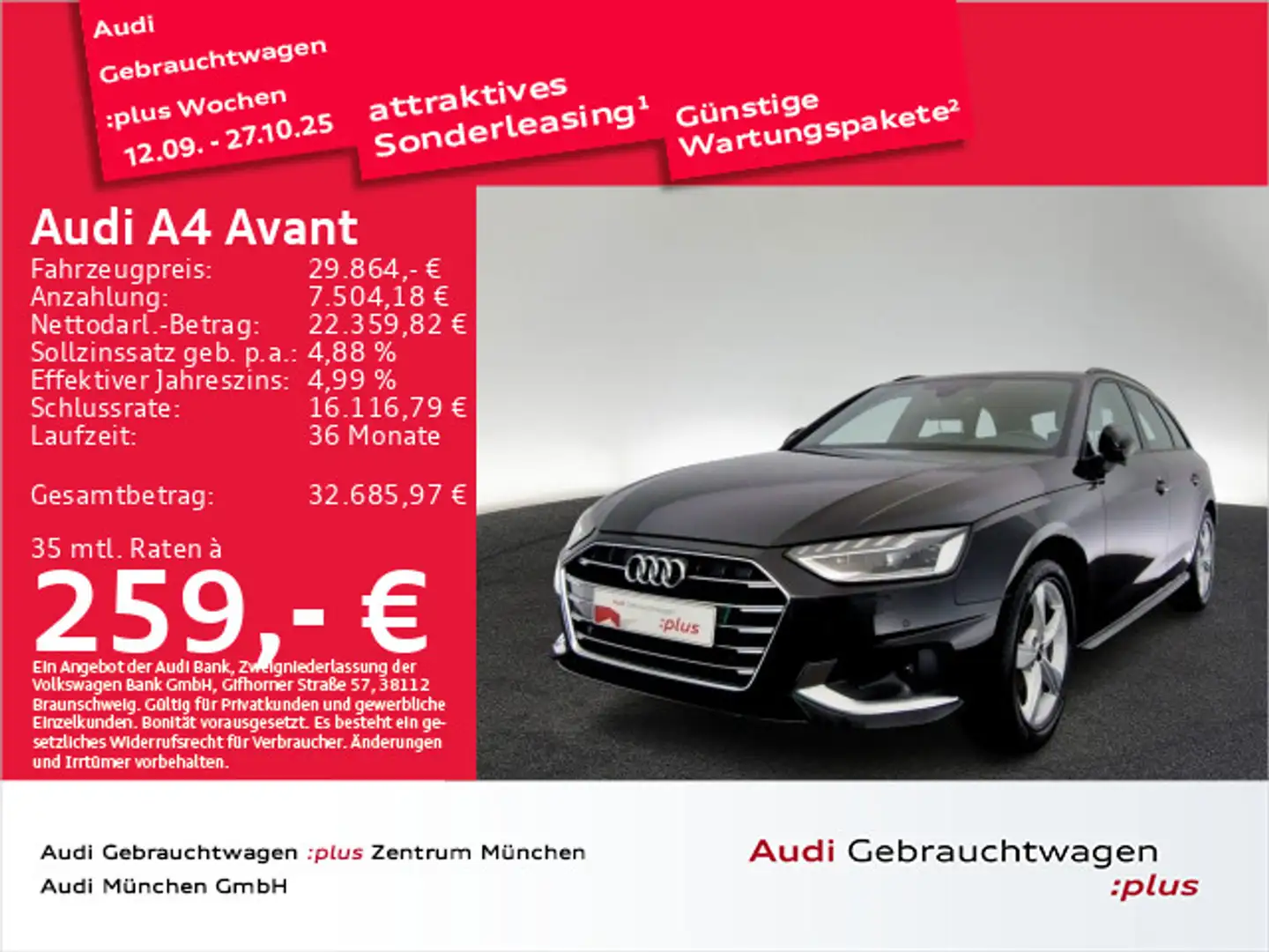Audi A4 35 TDI S tronic Advanced Virtual/Navi+/ Schwarz - 1