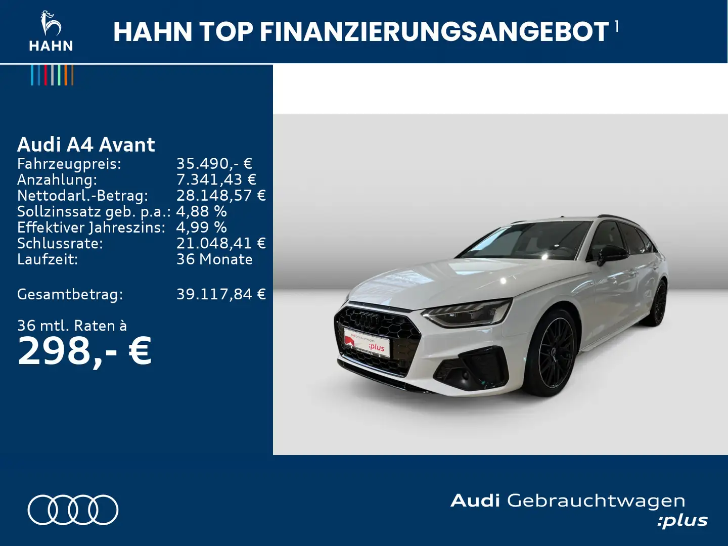 Audi A4 35 TFSI S-trnc S-line Navi LED AHK CAM Weiß - 2