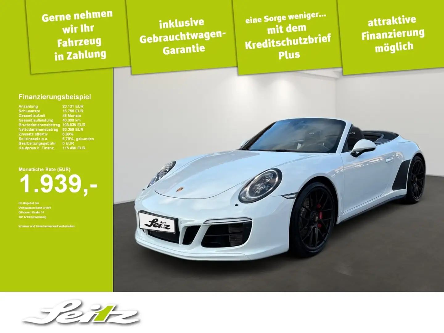 Porsche 911 Carrera GTS Cabriolet LED*BOSE*DAB*KAMERA*ALLRADLE Blanc - 1