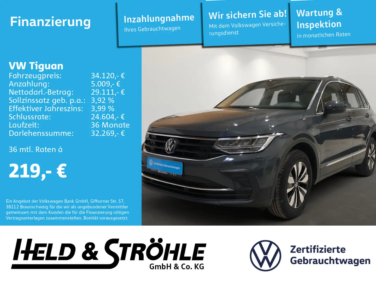Volkswagen Tiguan MOVE 2.0 TDI DSG LED NAV AHK E-KLAPPE ACC Grau - 1