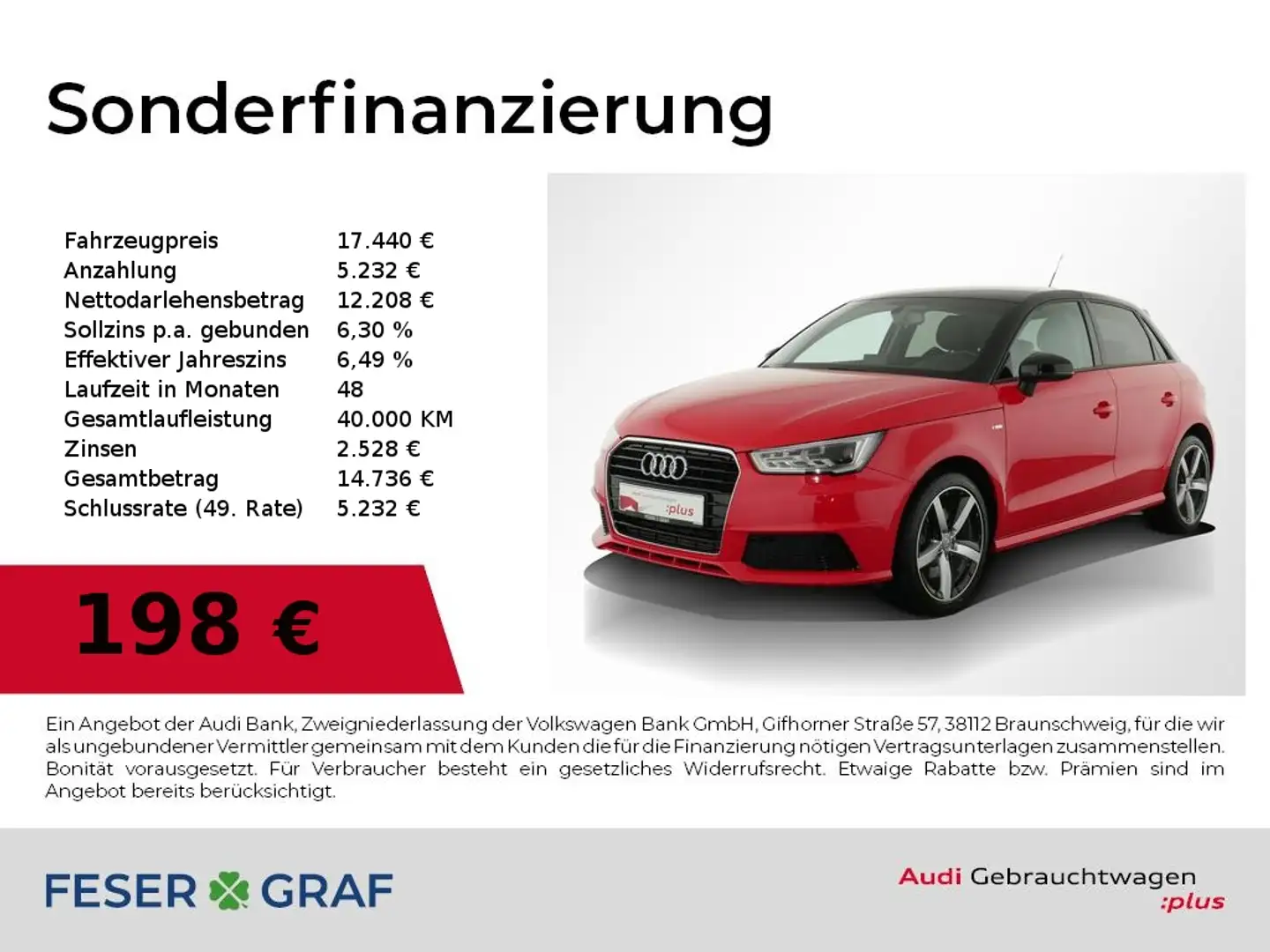 Audi A1 Sportback Sport S-Line 190PS PDC*Xenon*5Sitze Rosso - 1