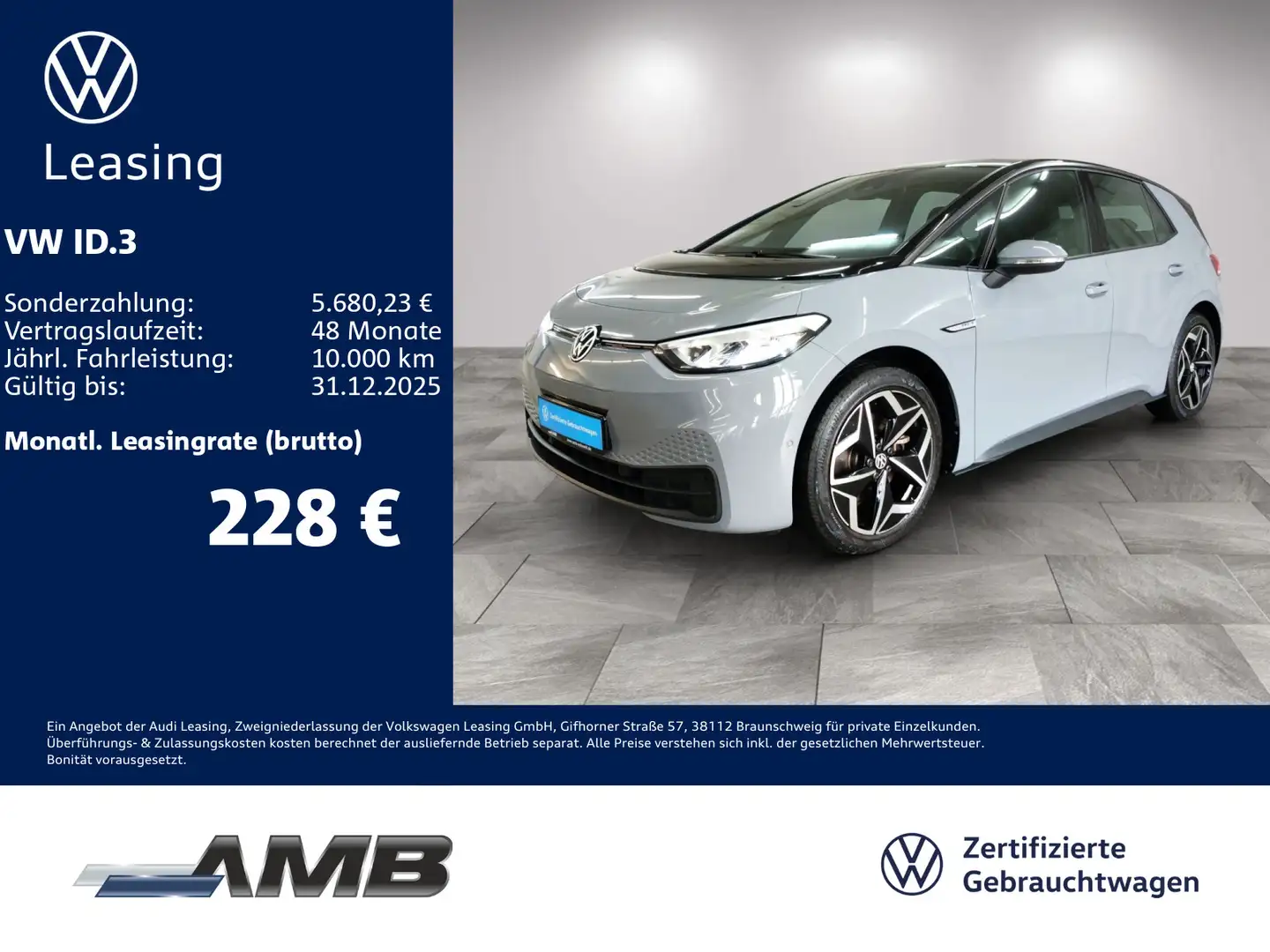 Volkswagen ID.3 Pro S Fahrschulumbau 77kWh/ACC/LED/RFK Grau - 1