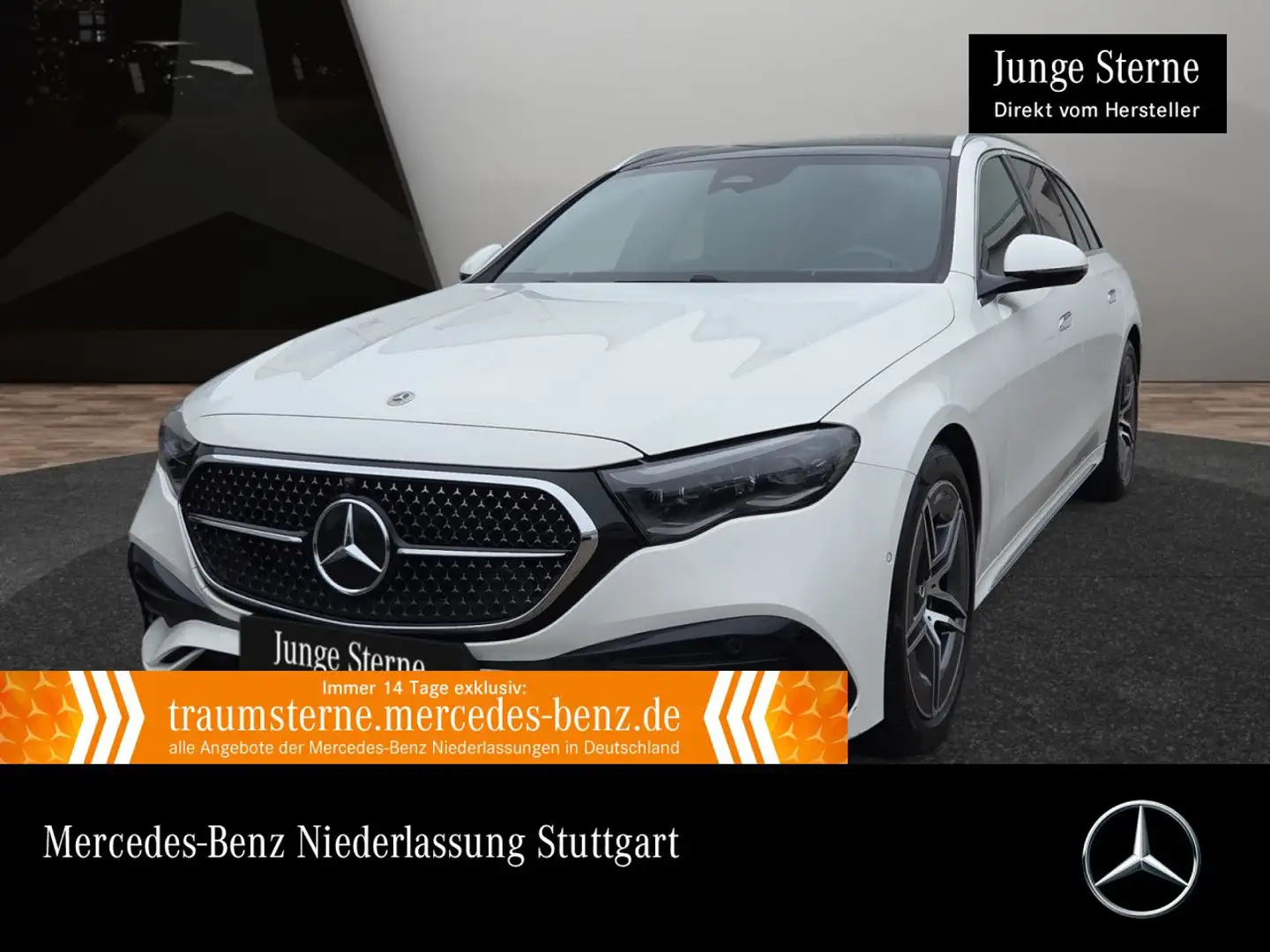 Mercedes-Benz E 220 d T AMG 360° Pano Distr. AHK Spurhalt-Ass 9G Blanc - 1