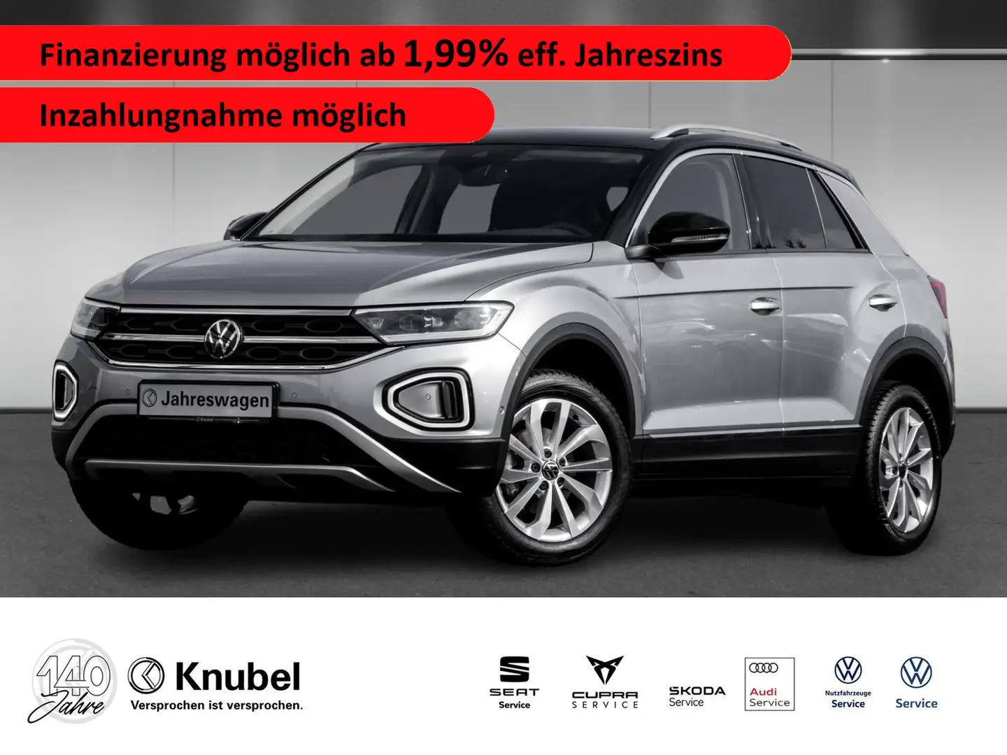 Volkswagen T-Roc Style 1.5 TSI DSG LED+/NAVI/AHK/MASSAGE Silber - 1