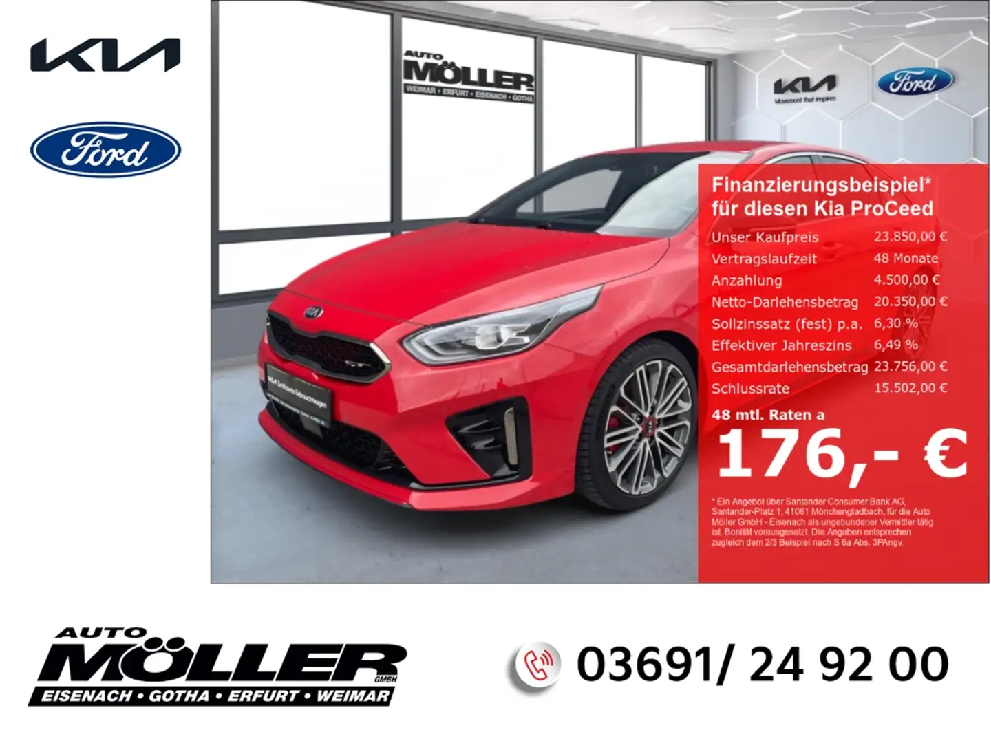 Kia ProCeed / pro_cee'd GT 1.6T Komfort DCT7 Navi JBL AHK LED Memory Sitze Rot - 1