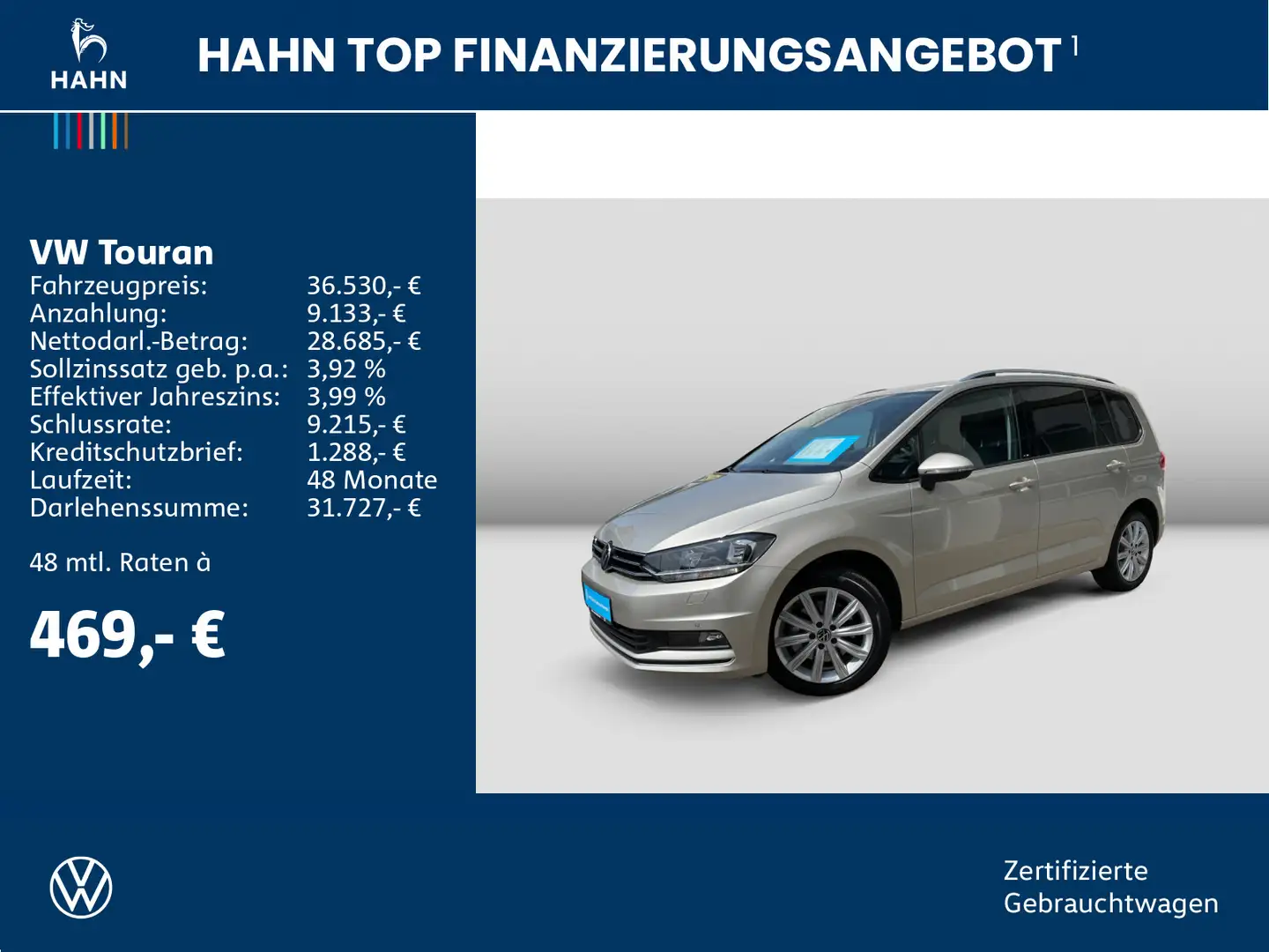Volkswagen Touran 2.0TDI DSG Move 7-Sitze AHK Navi Pano PDC Zilver - 2