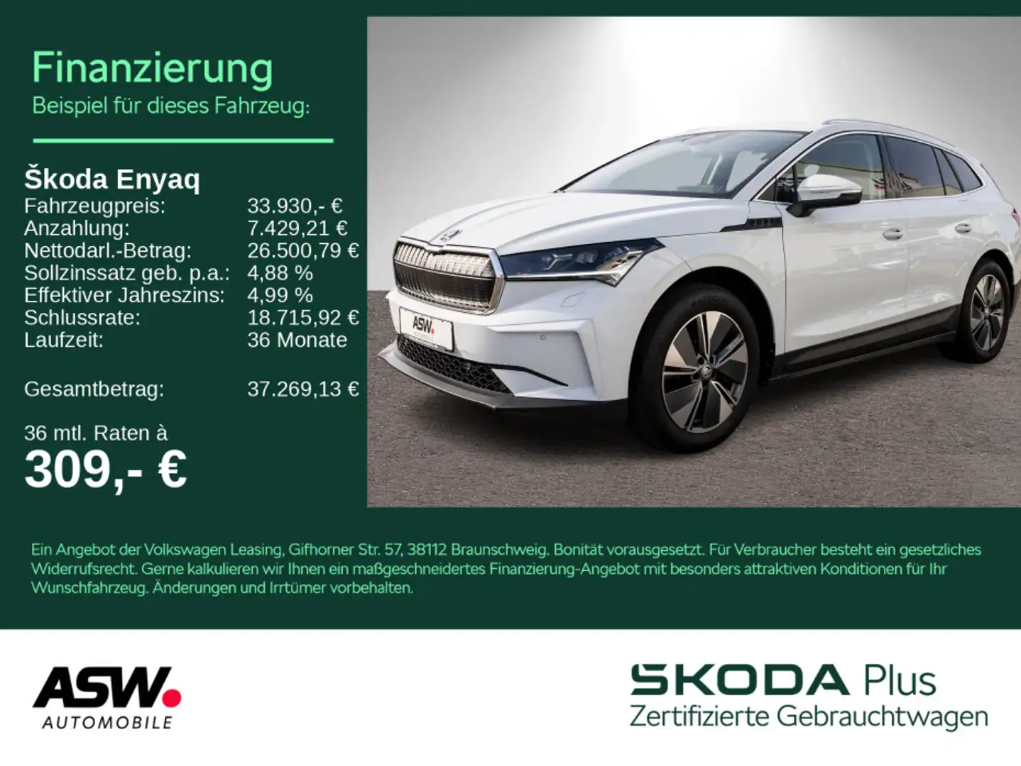 Skoda Enyaq iV 80x LED Navi RFK Wärmepumpe ACC SHZ AHK Blanc - 1