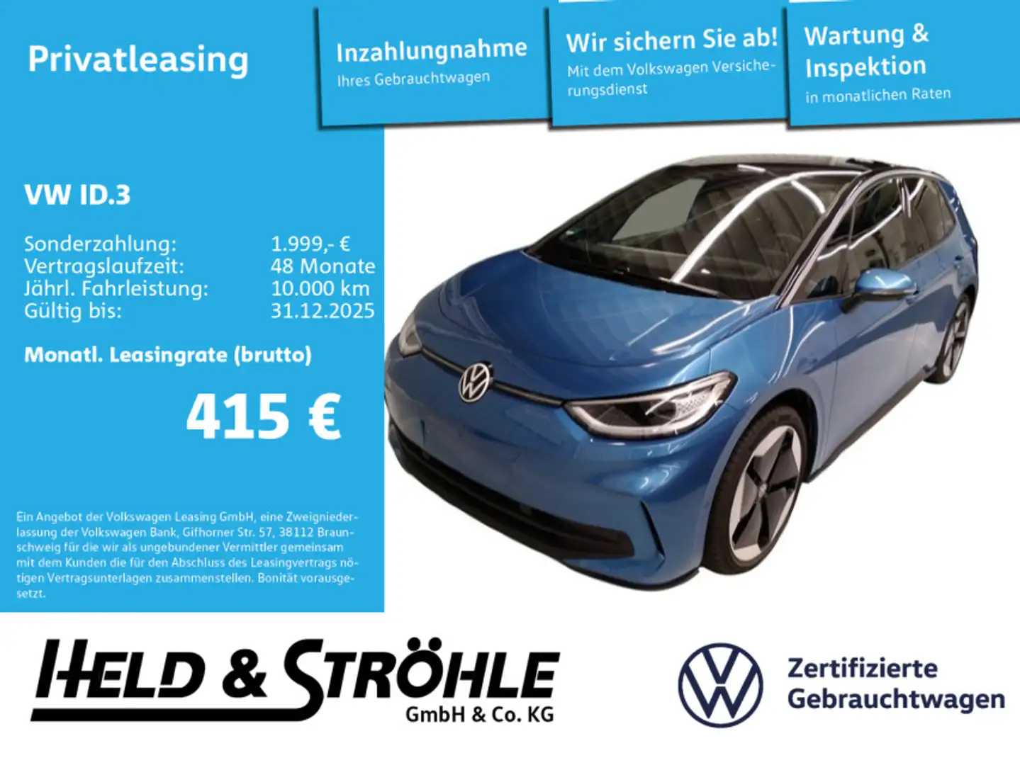 Volkswagen ID.3 Pro S 170 kW MATRIX NAVPRO 360°KAM H/K WÄPU Blau - 1