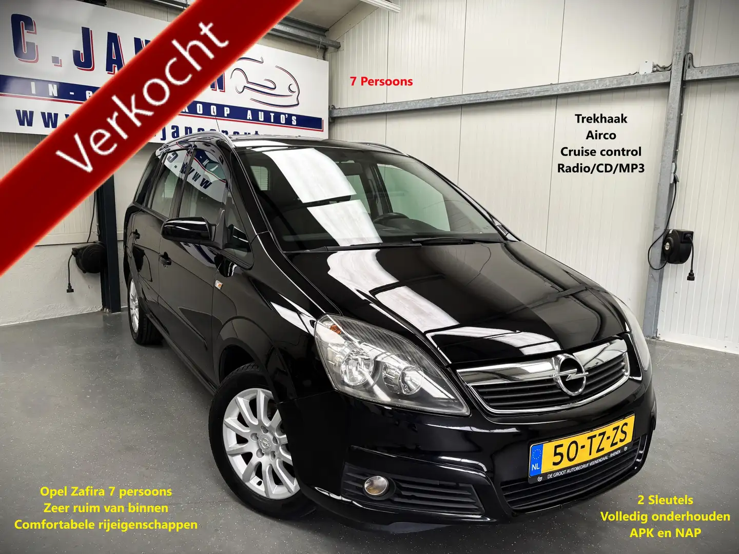 Opel Zafira 1.6 Temptation KEURIGE AUTO !!! Zwart - 1