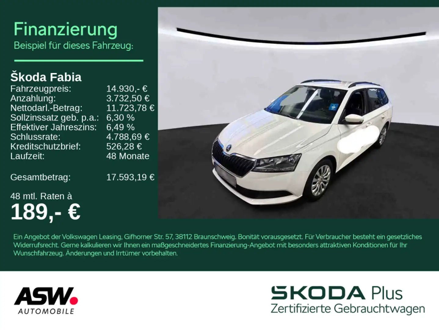 Skoda Fabia Combi Ambition 1.0 TSI PDC SHZ SmartLink Weiß - 1