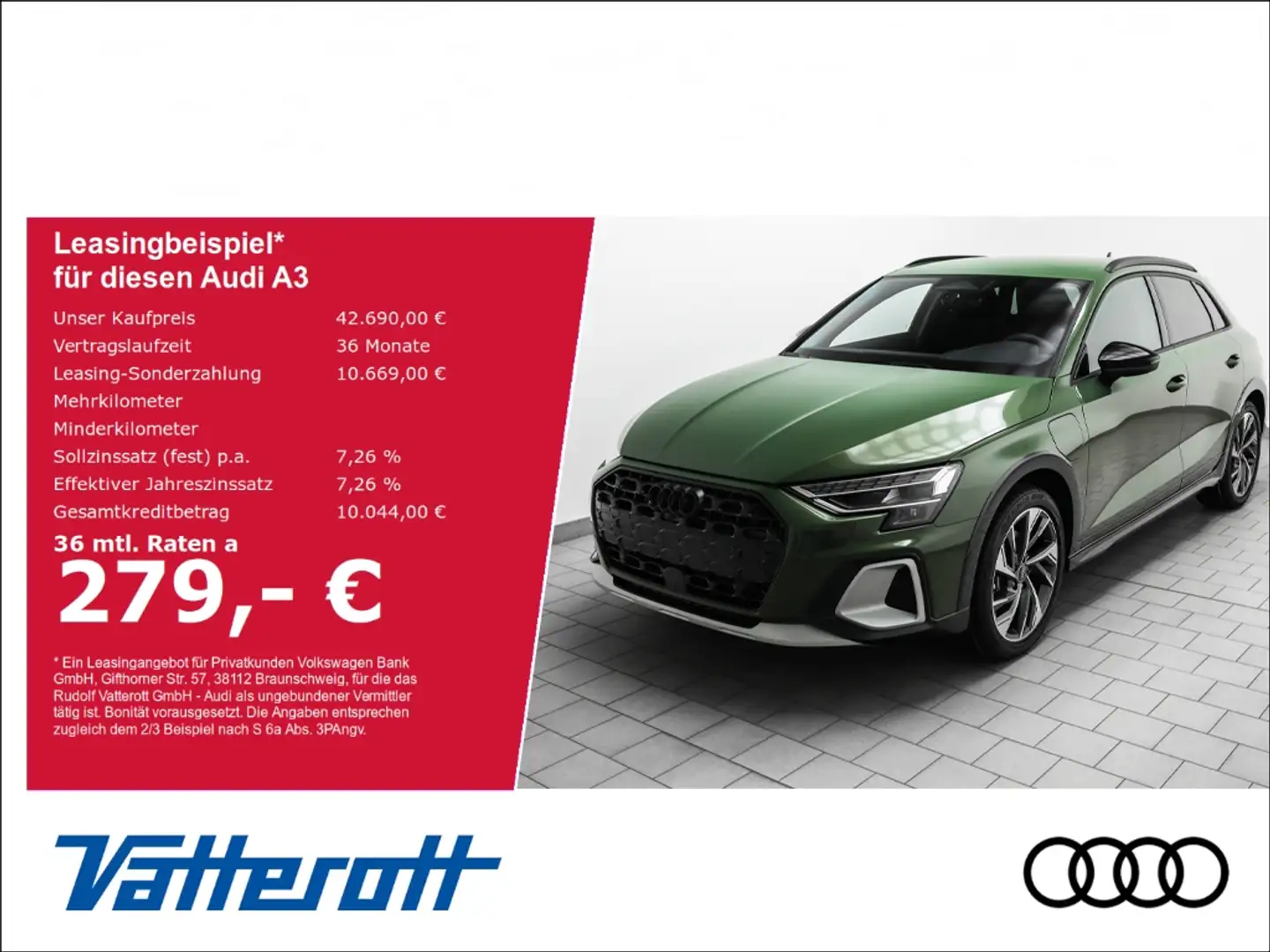 Audi A3 allstreet TFSIe AHK LED ACC CarPlay Kamera Grün - 1