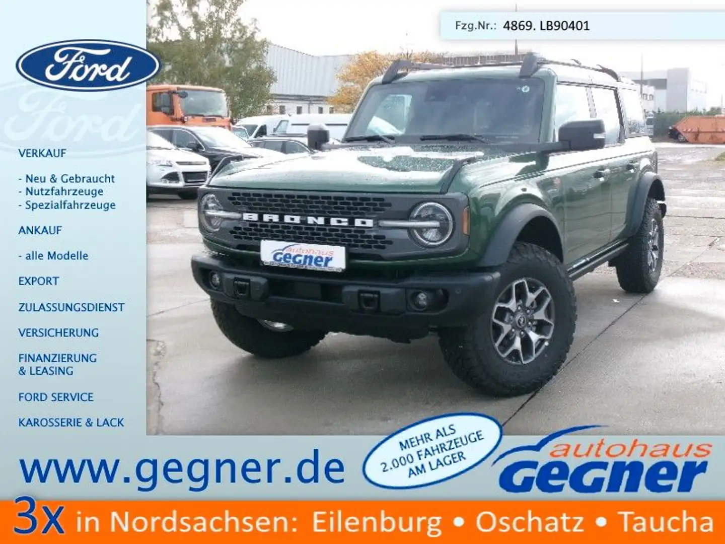 Ford Bronco Badlands 2.7L V6 AT 4x4 360Kam Navi B&O Зелёный - 1