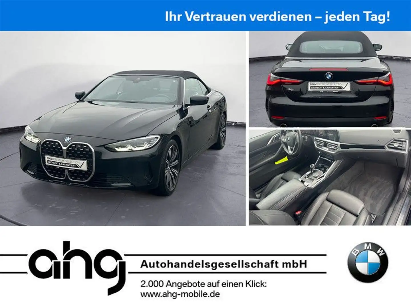 BMW 420 i Cabrio Aut. Klimaaut. HIFI Sitzhzg. Vorn Schwarz - 1