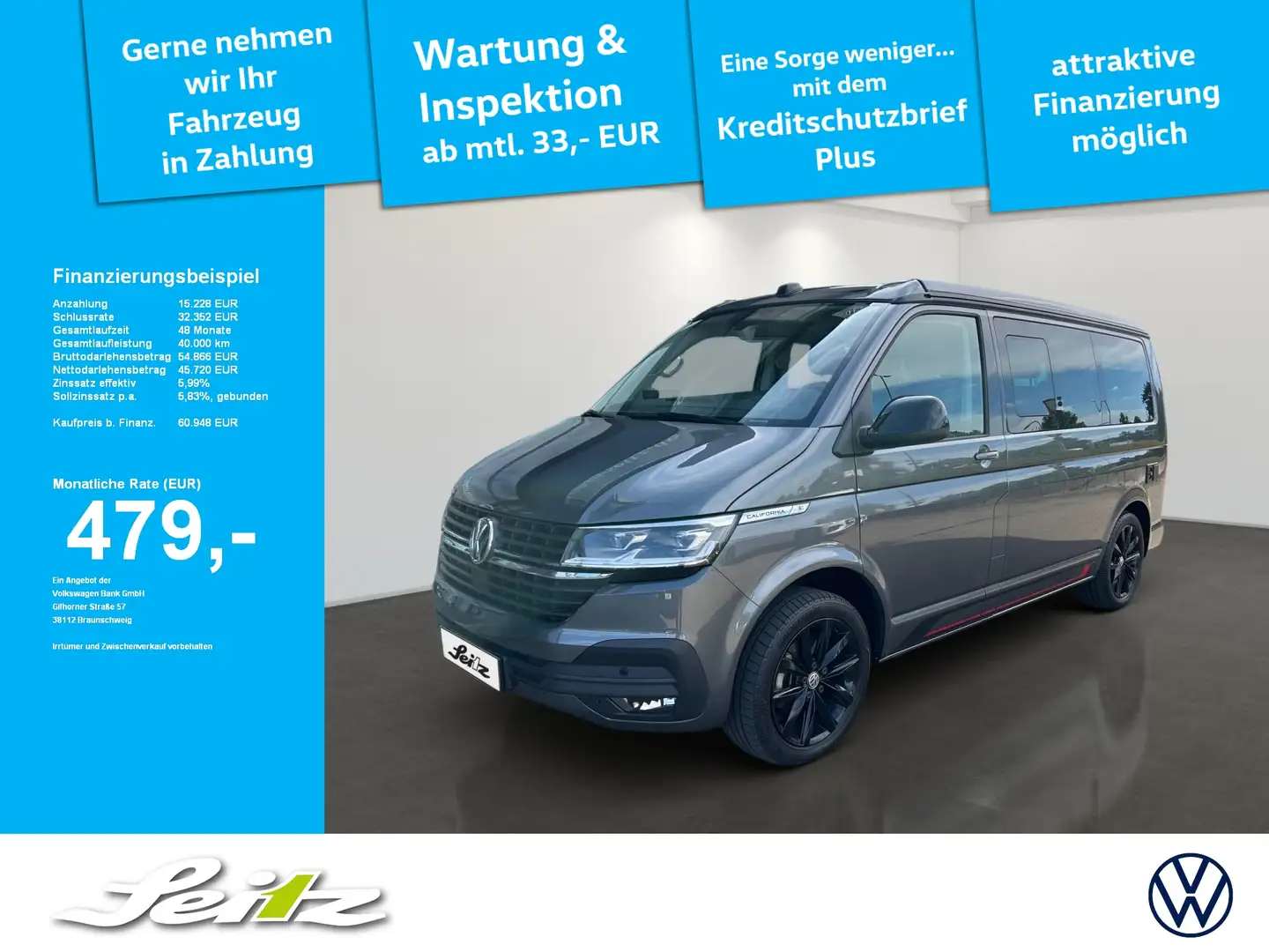 Volkswagen T6.1 California Coast 2.0 TDI KR Edition *AHK*STANDH*LED* Gri - 1