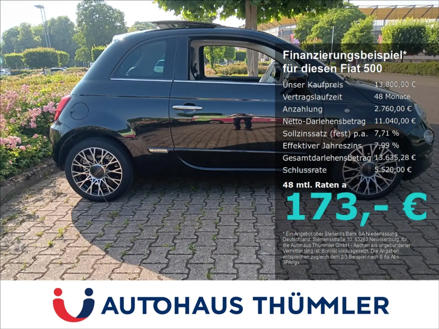 Fiat 500 Star 1.0 Mild Hybrid EU6d El. Panodach Navi Sounds Schwarz - 1