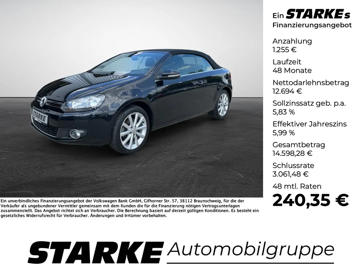 Volkswagen Golf VI Cabrio 1.4 TSI DSG Lounge Zwart - 1