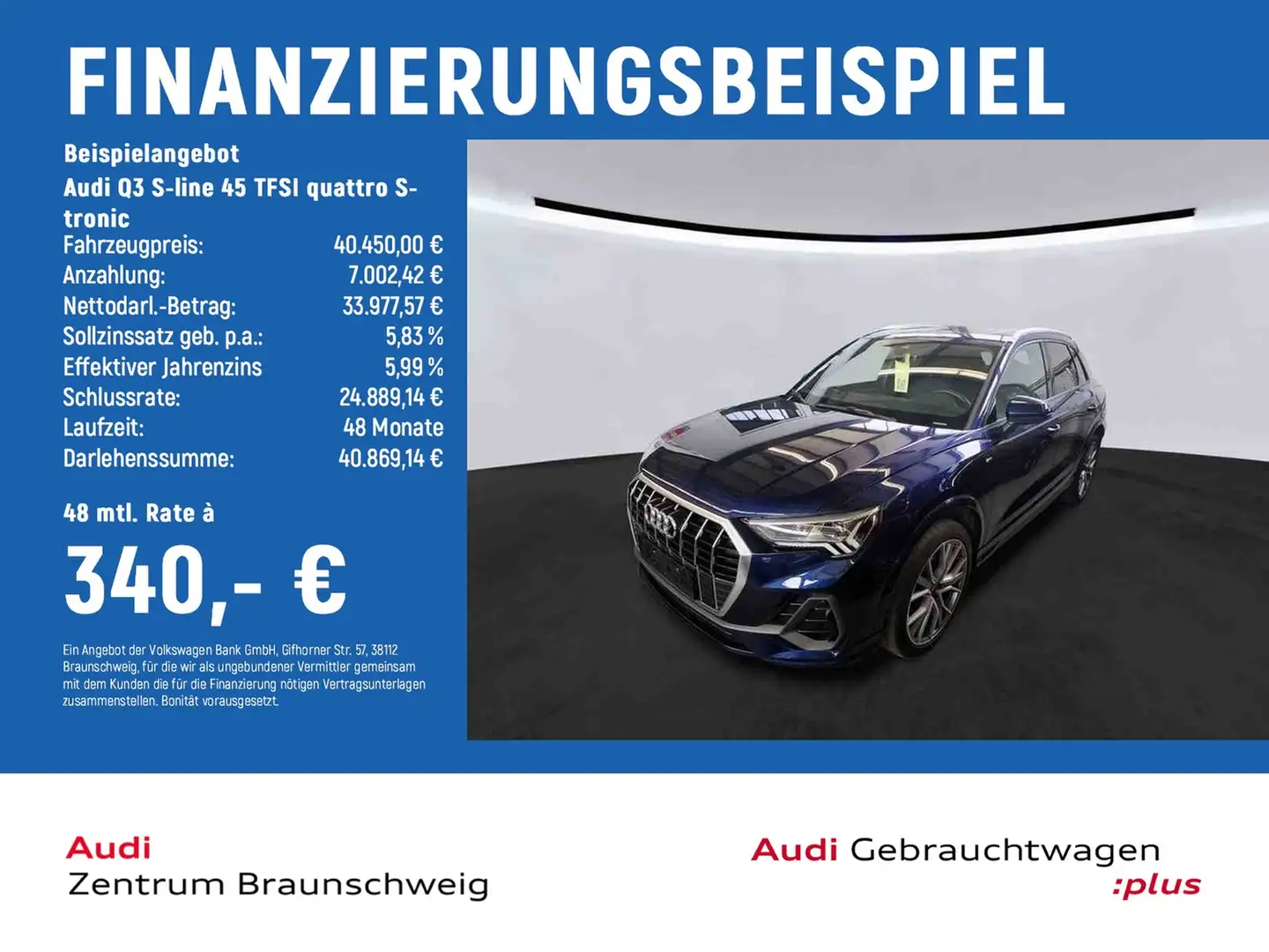 Audi Q3 S-line 45 TFSI quattro S-tronic MATRIX-LED+PDC+... Blau - 2