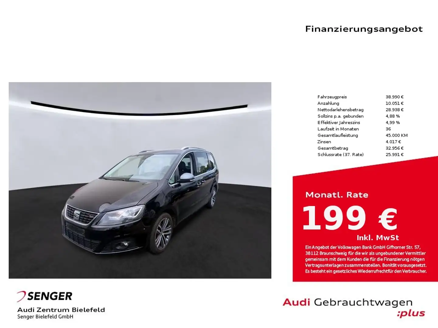 SEAT Alhambra FR-Line 1.4 TSI CarPlay Pano AHK 7Sitze Zwart - 1