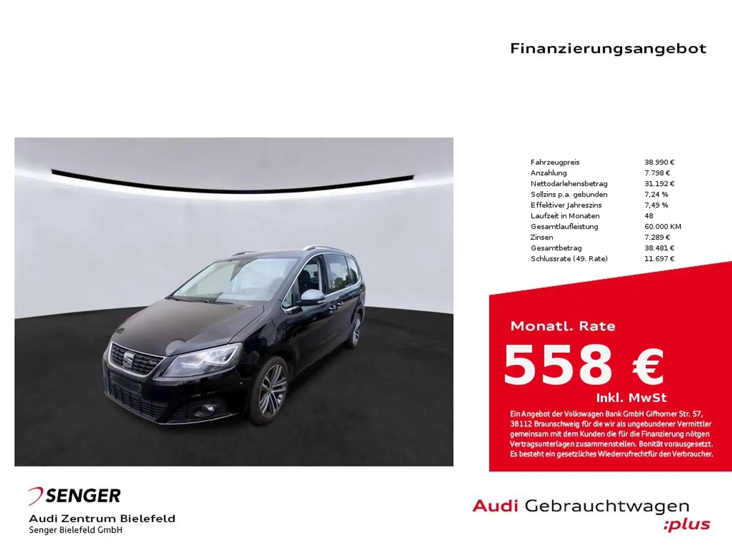 SEAT Alhambra FR-Line 1.4 TSI CarPlay Pano AHK 7Sitze Schwarz - 1