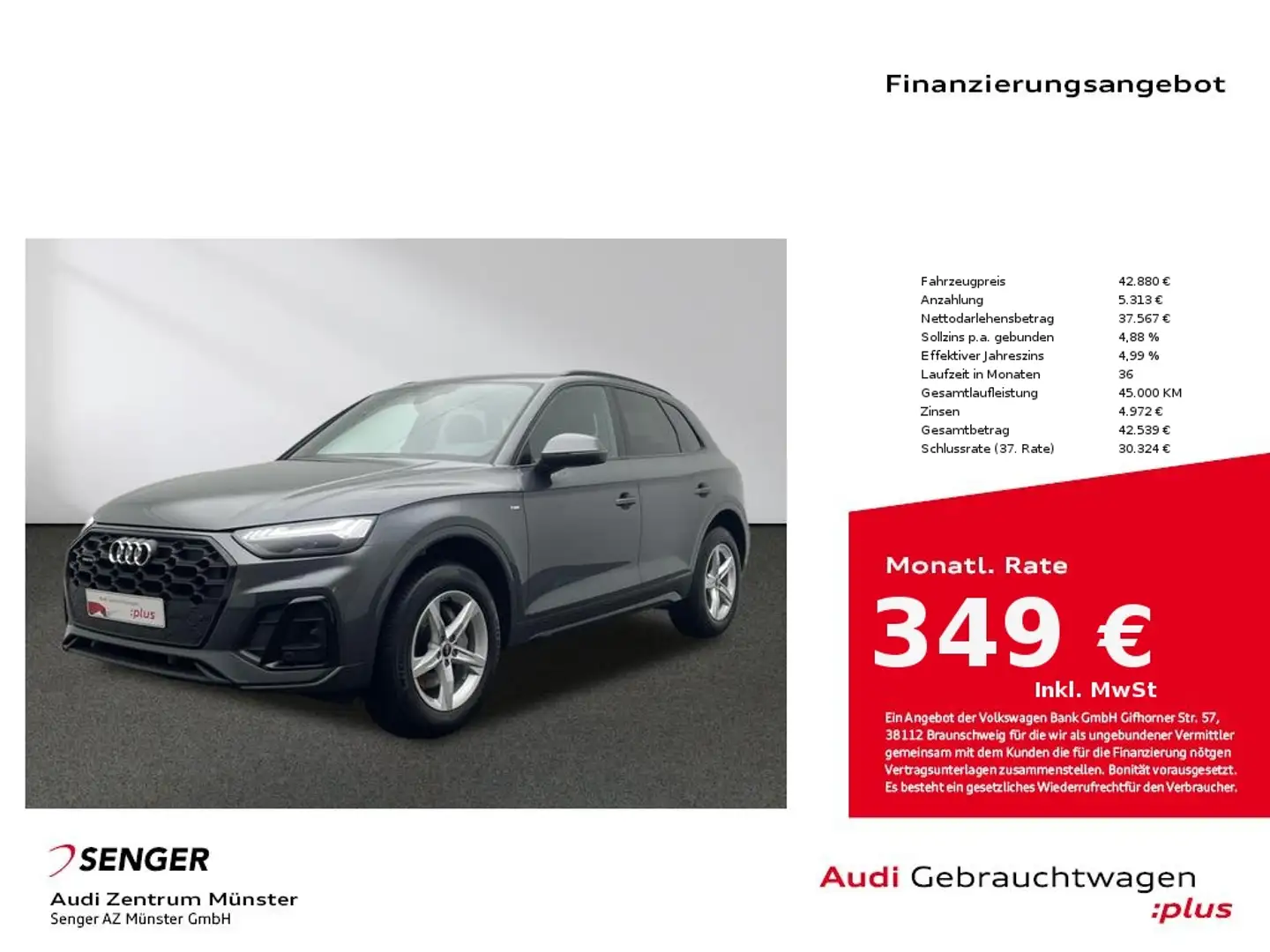Audi Q5 40 TDI quattro S line MMI Navi Matrix AHK Grijs - 1