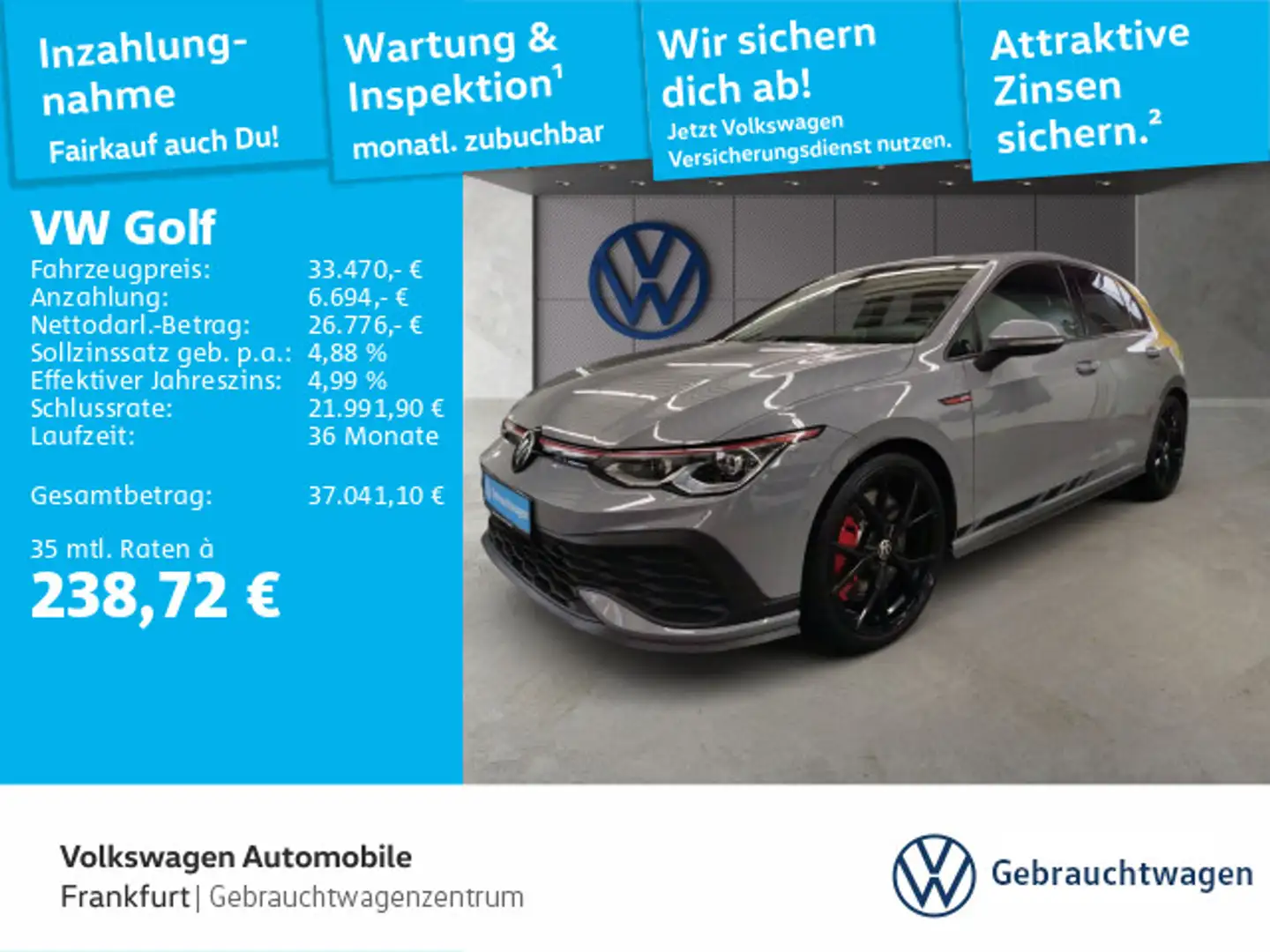 Volkswagen Golf GTI Golf VIII 2.0 TSI DSG GTI Clubsport Navi IQ.Ligh Grau - 1