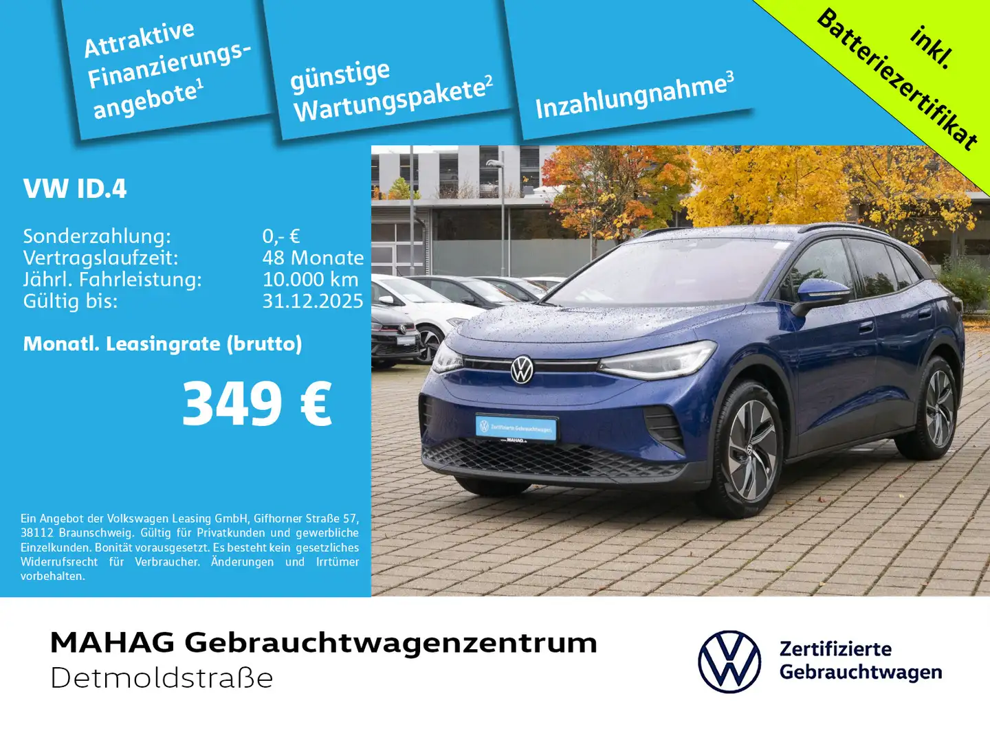 Volkswagen ID.4 Pure 125kW WärmePu NaviPro IQ.LIGHT AHK ACC Bleu - 1